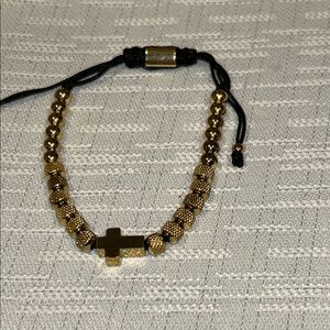 Fashion Jewelry Gold and Black Beaded Bracelet